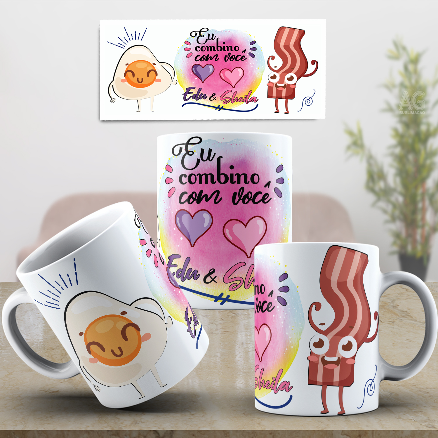 Caneca Personalizada de Porcelana - Namorados - EU combino com você