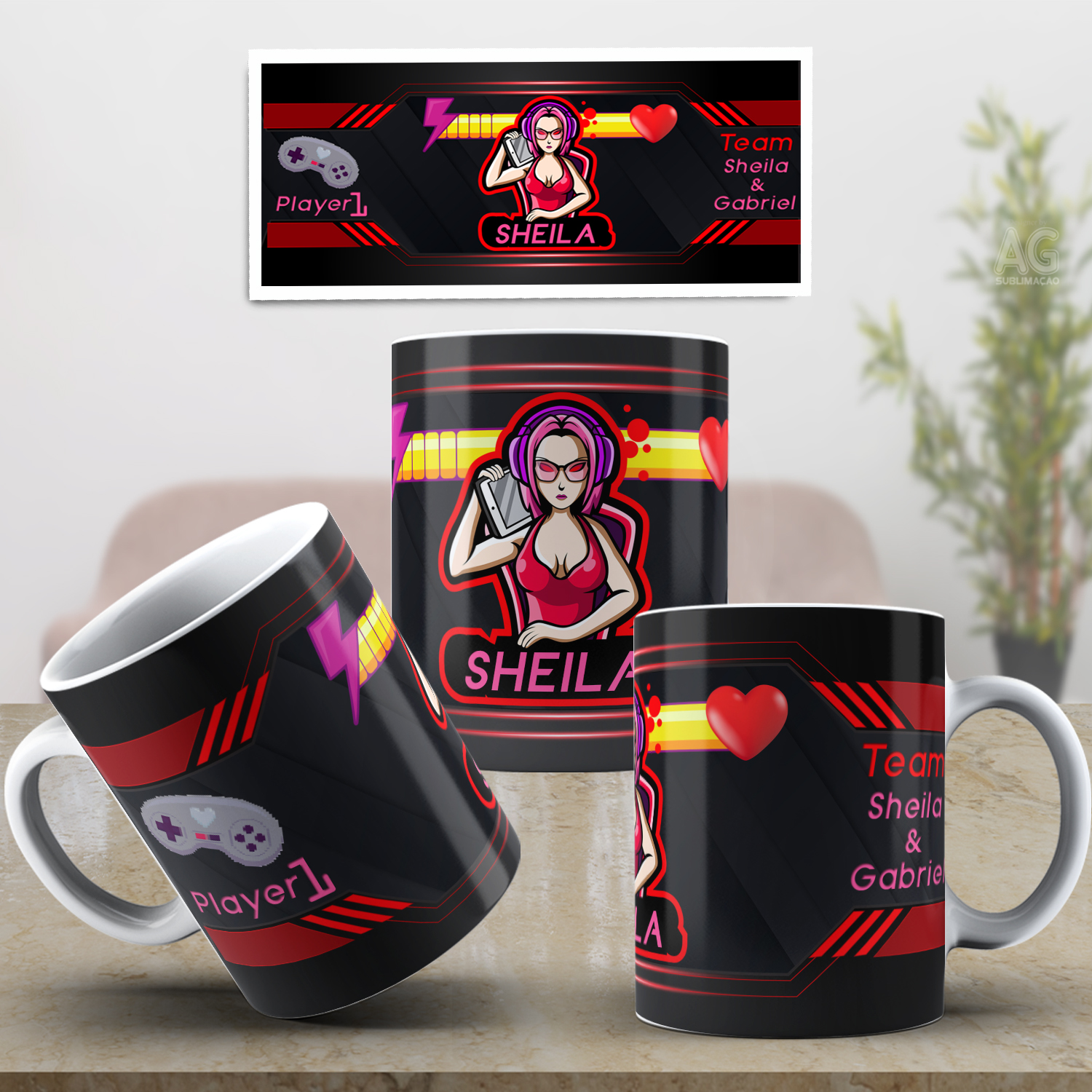 Caneca Personalizada de Porcelana - Namorados - Play 1