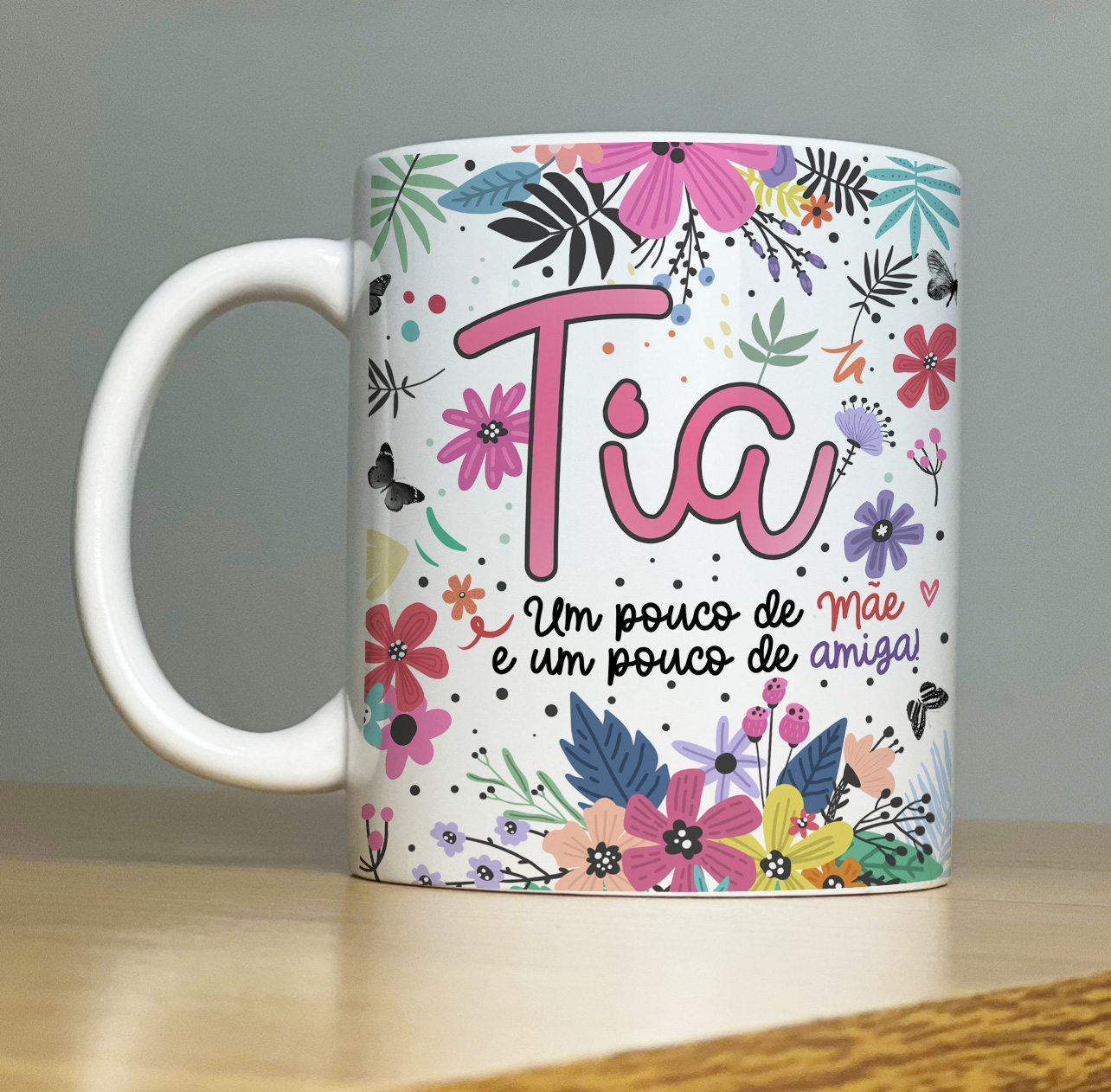 Caneca Personalizada de Porcelana   Tema: Família   caneca para Tia    