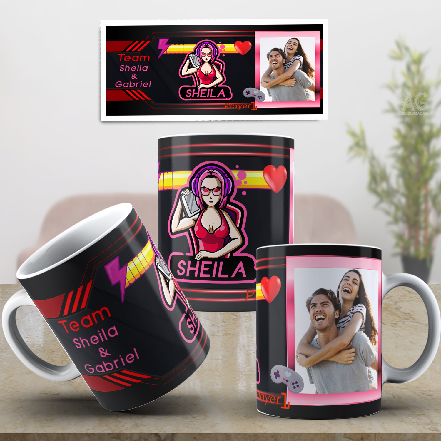 Caneca Personalizada de Porcelana - Namorados - Play 1 com foto