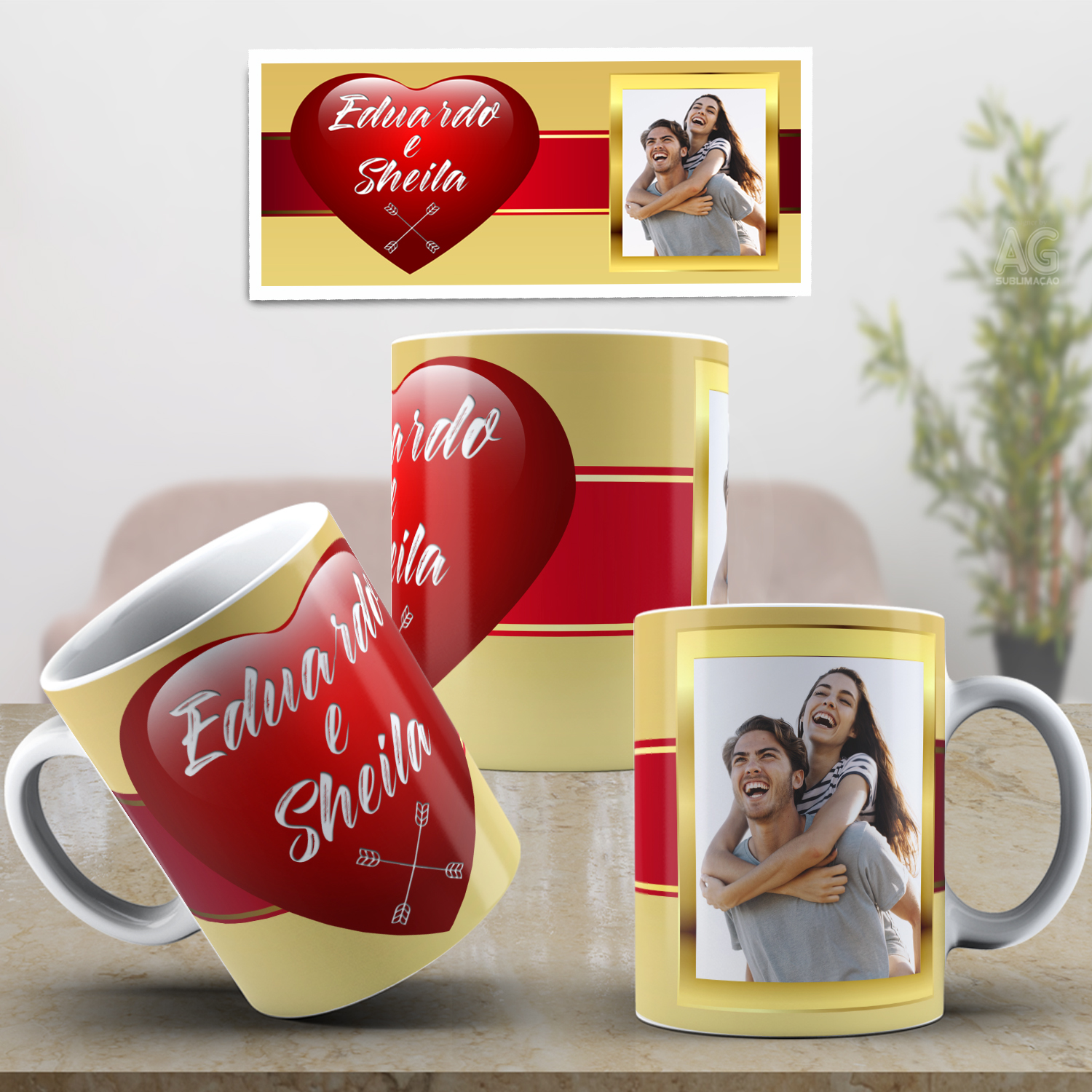 Caneca Personalizada de Porcelana - Namorados -Anjo com foto