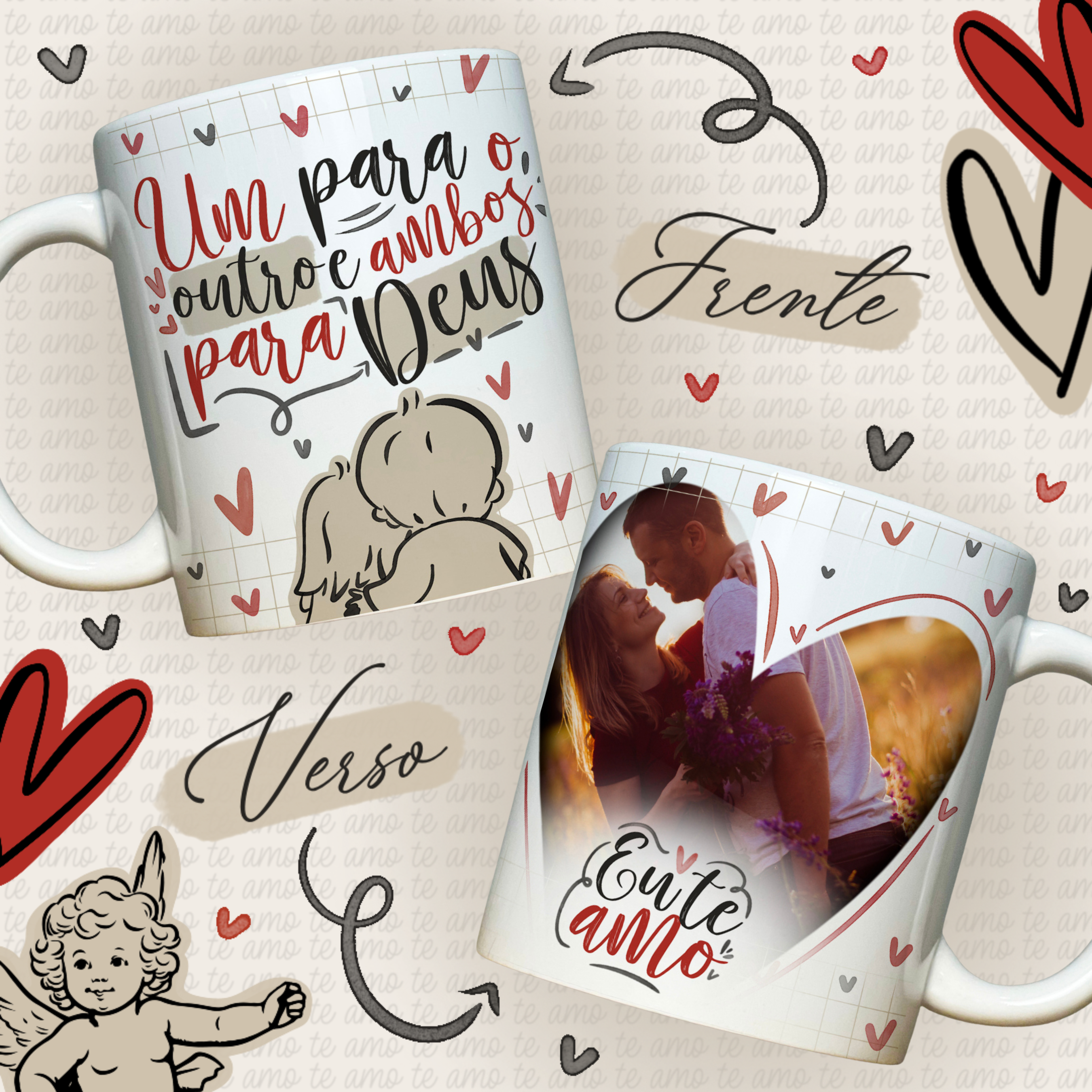 Caneca Personalizada de Porcelana - Namorados - Você me completa com foto