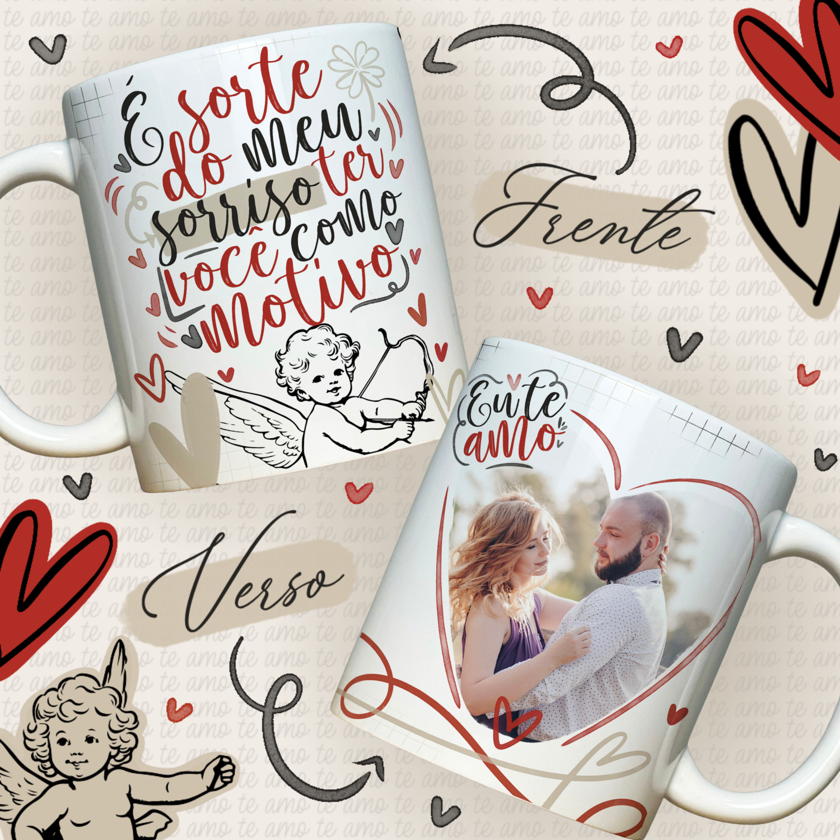 Caneca Personalizada de Porcelana - Namorados - Um para o outro e ambos para Deus com foto