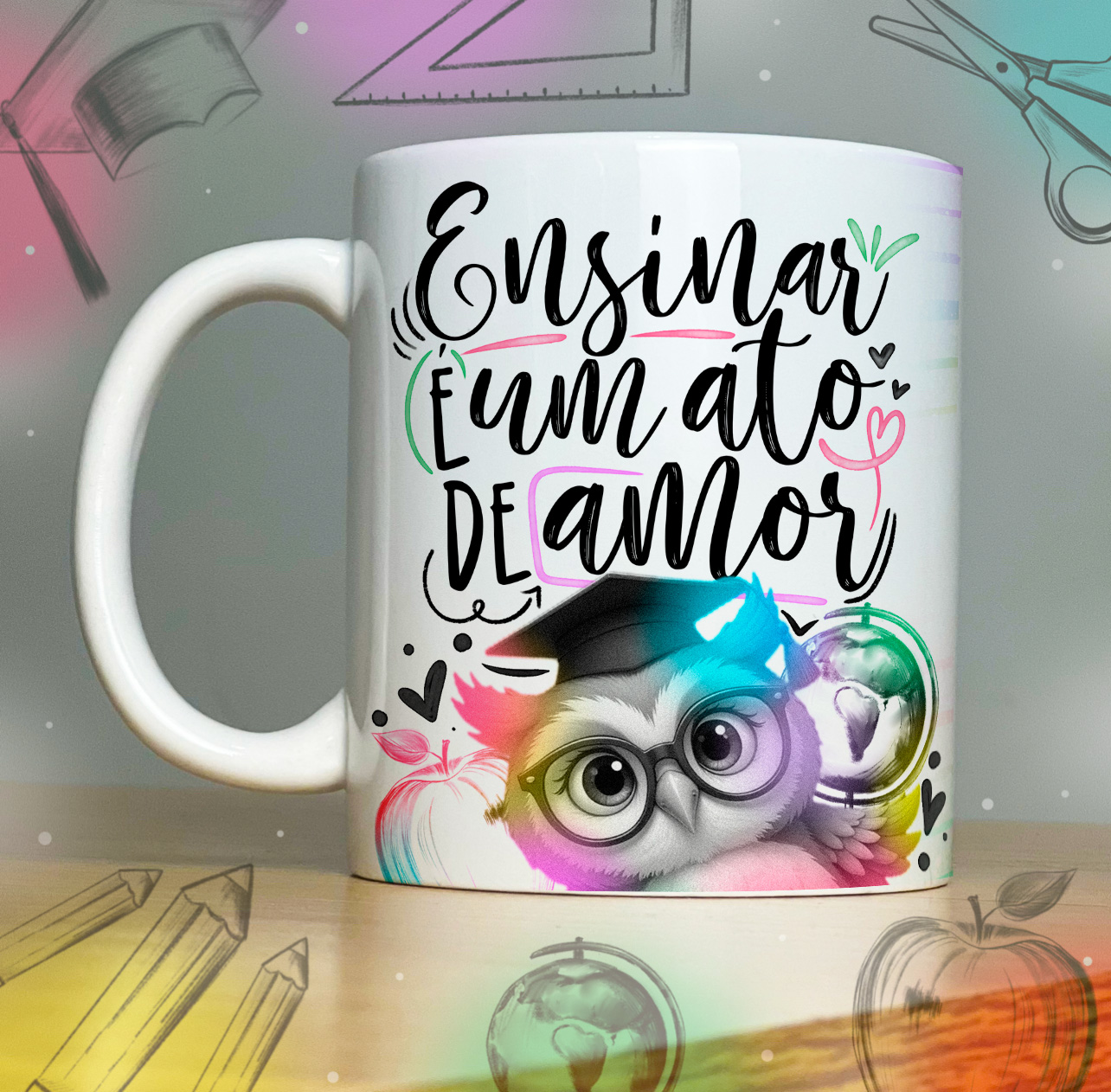 Caneca personalizada de porcelana   Tema: Dia dos professores   -  Modelo: 59