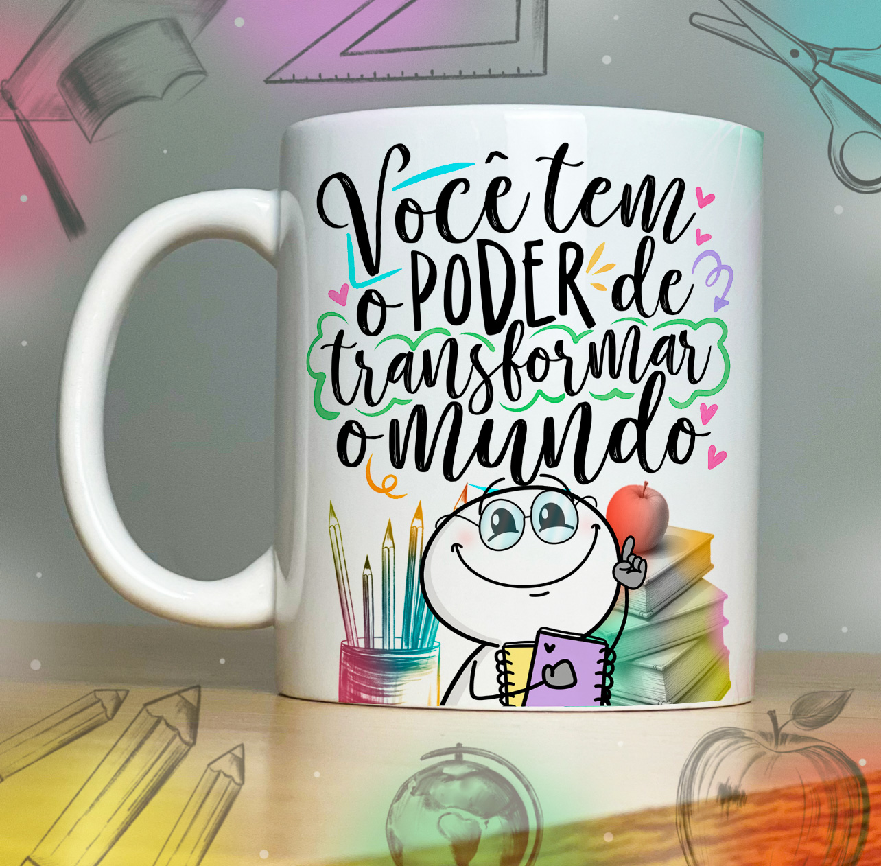 Caneca personalizada de porcelana   Tema: Dia dos professores   -  Modelo: 62
