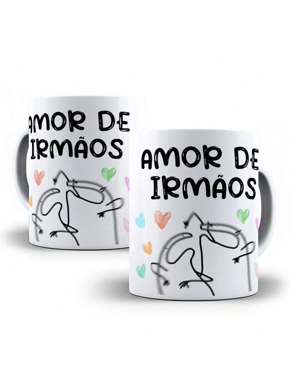 Caneca Porcelana Flork Meme Amor de Irmãos Personalizada 325ml
