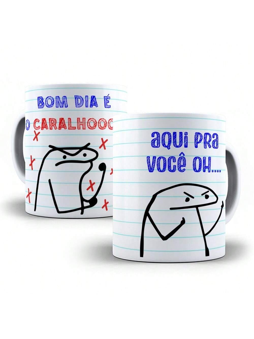 Caneca Porcelana Flork Meme Bom dia É o Caralho Personalizada 325ml