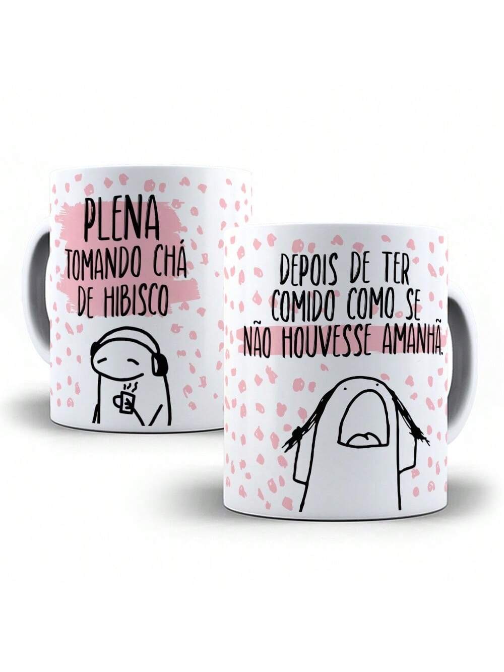 Caneca Porcelana Flork Meme Chá de hibisco Personalizada 325ml