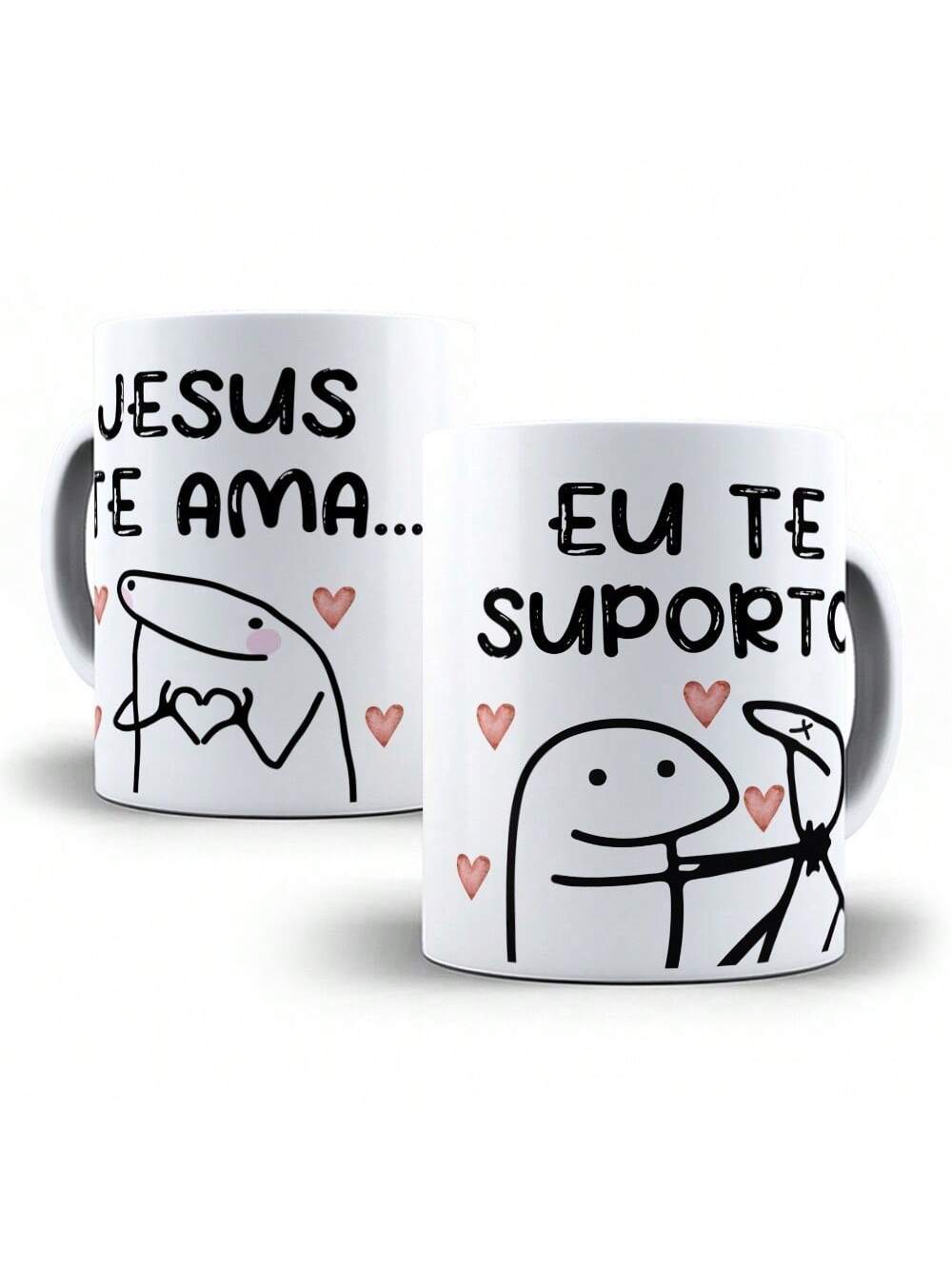 Caneca Porcelana Flork Meme Jesus Te Ama, Eu Te Suporto Personalizada 325ml