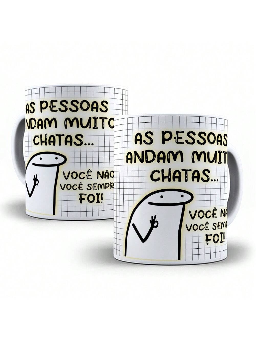 Caneca Porcelana Flork Meme Personalizada 325ml