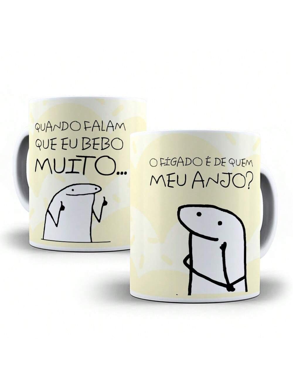 Caneca Porcelana Flork Meme Quando Falam Que Eu Bebo Muito: O Fígado É De Quem Meu Anjo? Personalizada 325ml