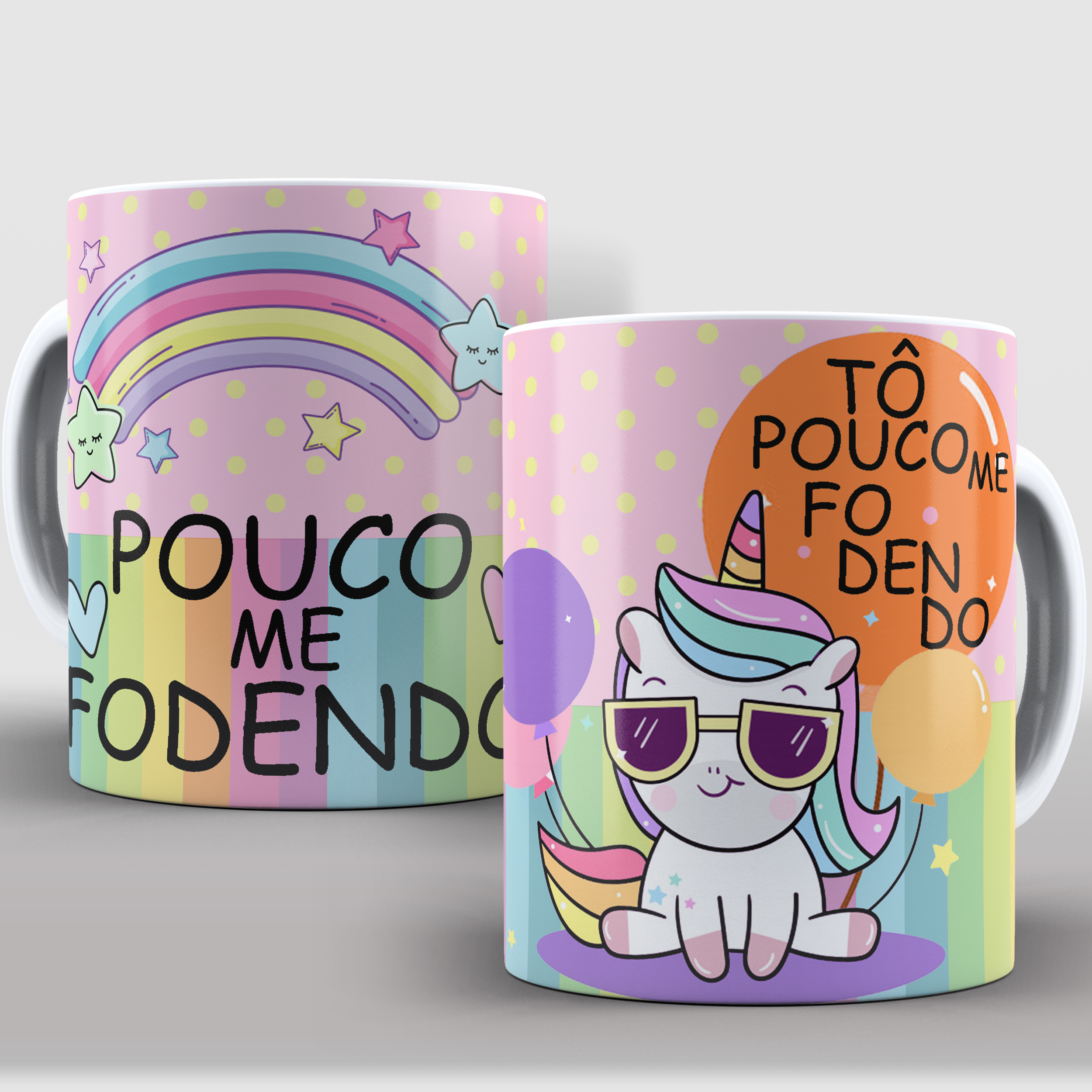 Caneca de Porcelana Personalizada Unicórnio Malcriado pouco me fodendo  