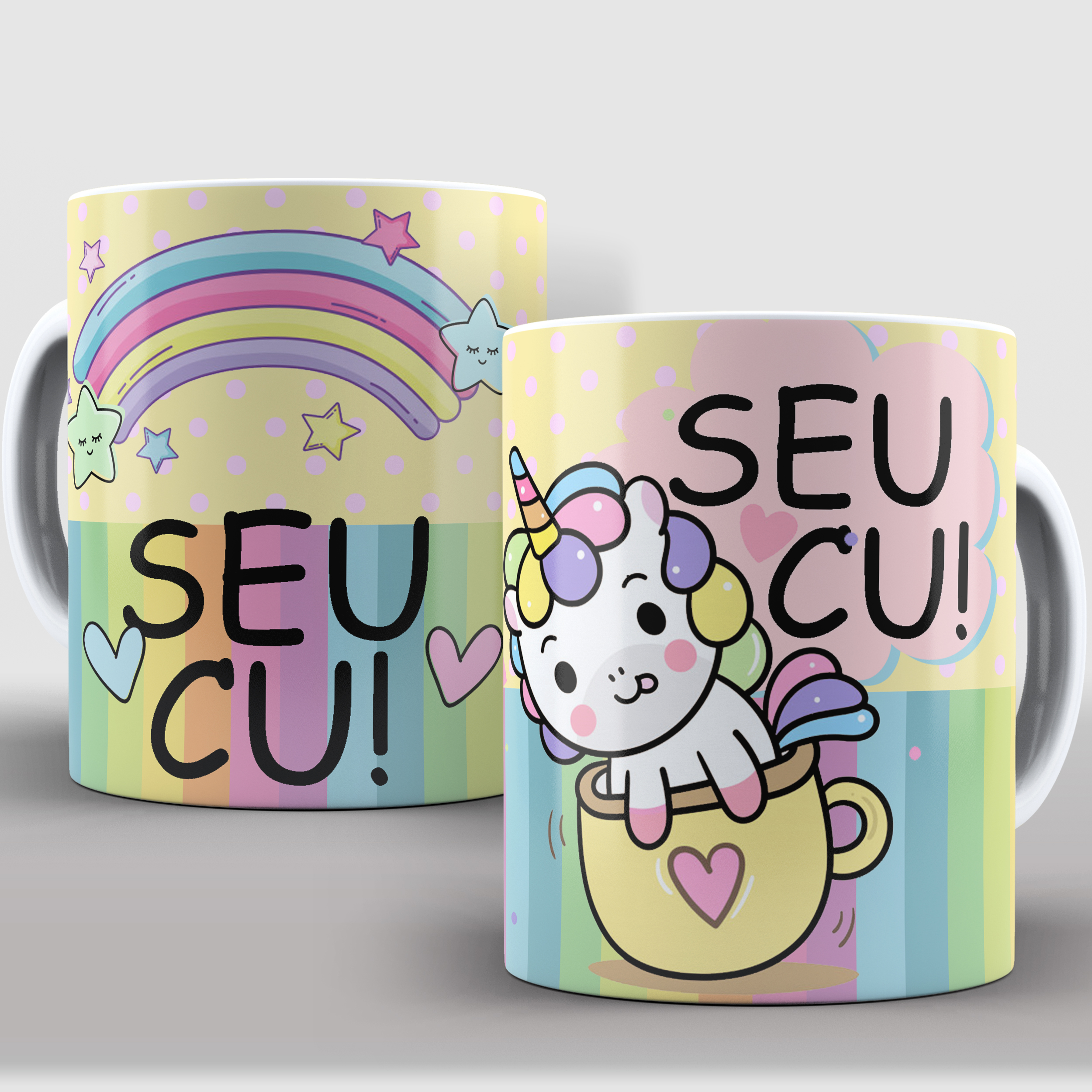 Caneca de Porcelana Personalizada Unicórnio Malcriado Seu cu  