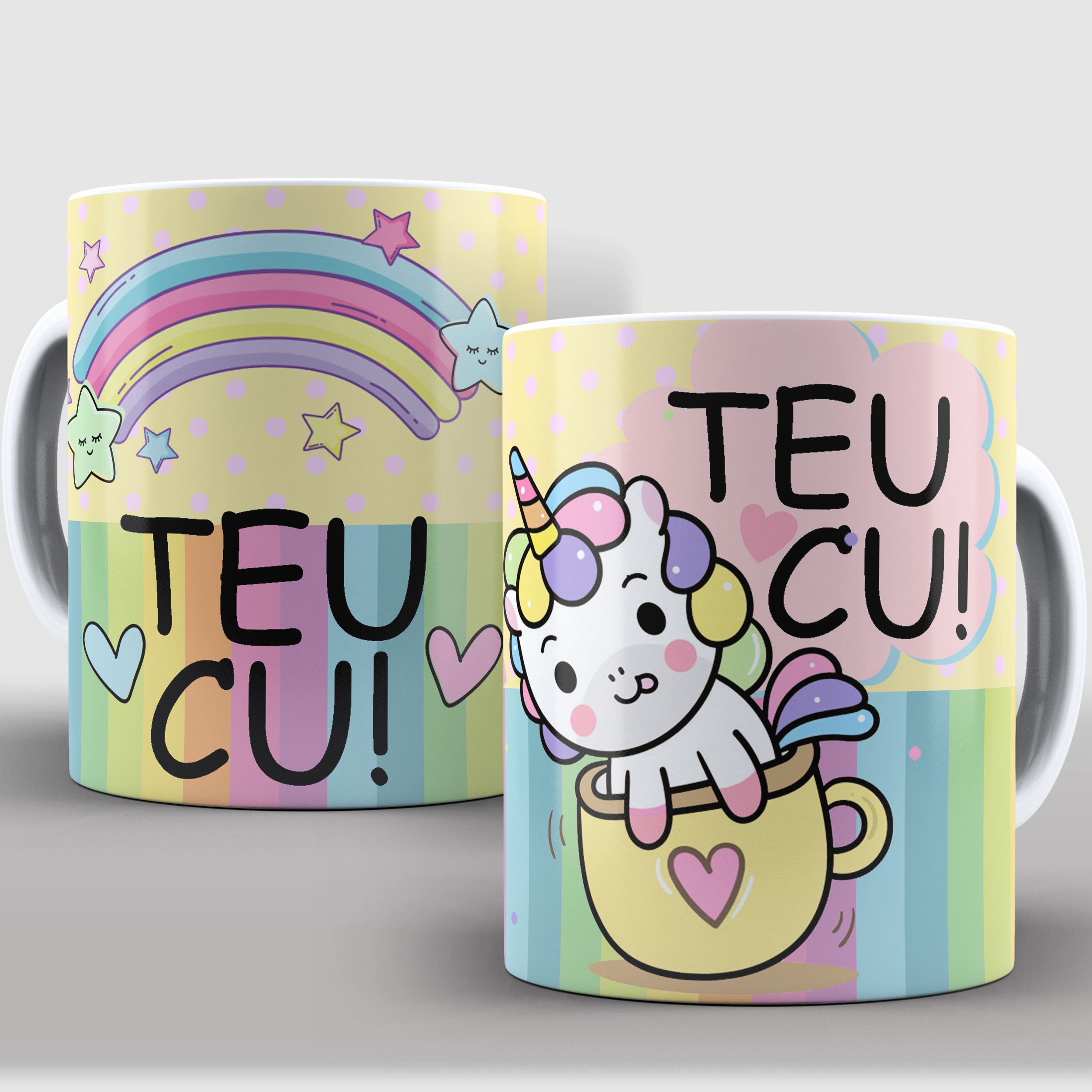 Caneca de Porcelana Personalizada Unicórnio Malcriado Teu cu  