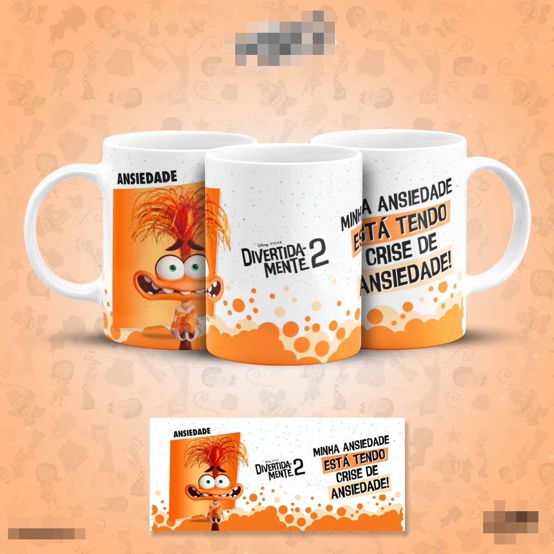 Caneca Personalizada de Porcelana - Divertidamente - Ansiedade