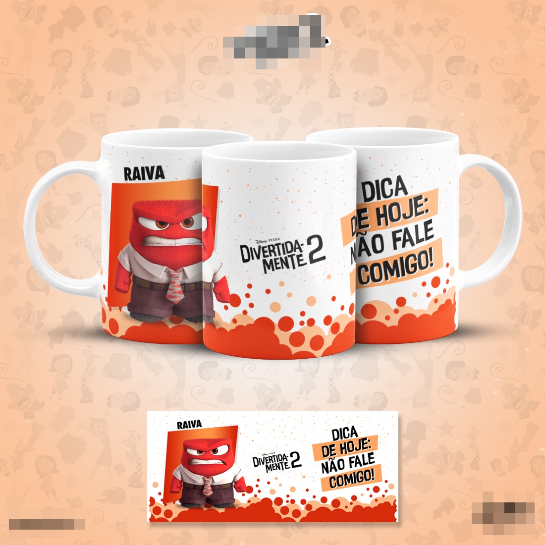 Caneca Personalizada de Porcelana - Divertidamente - Raiva