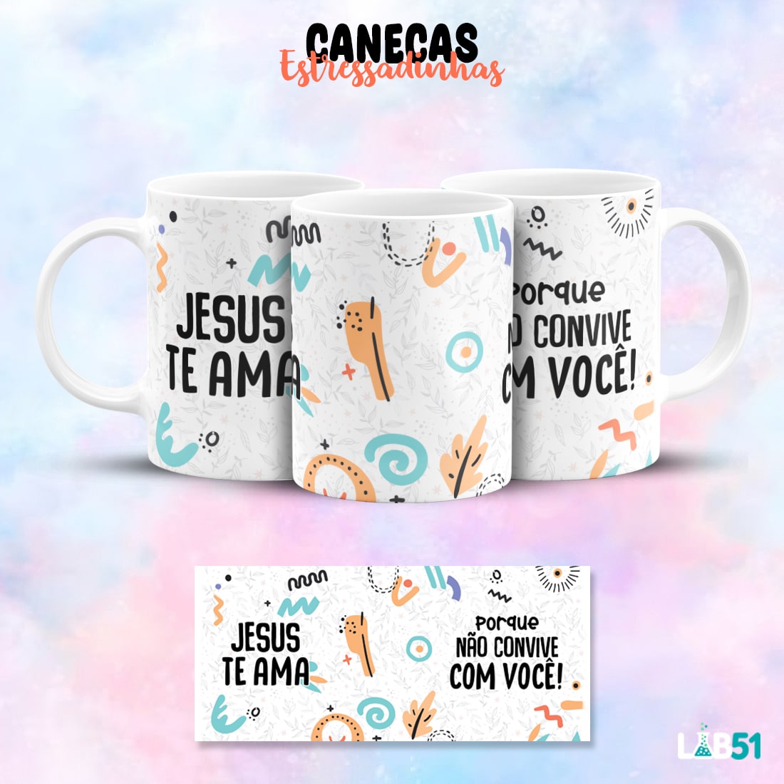 Caneca Personalizada de Porcelana - Estressadinhas - Jesus te Ama, porque não convive  com Você
