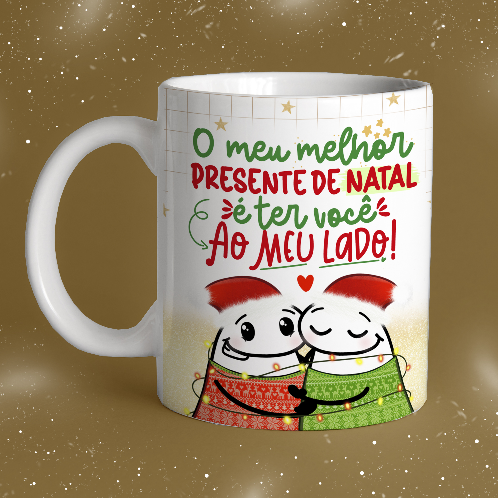 Caneca Personalizada de Porcelana -   Natal com Flork - O melhor presente de natal é ter você   
