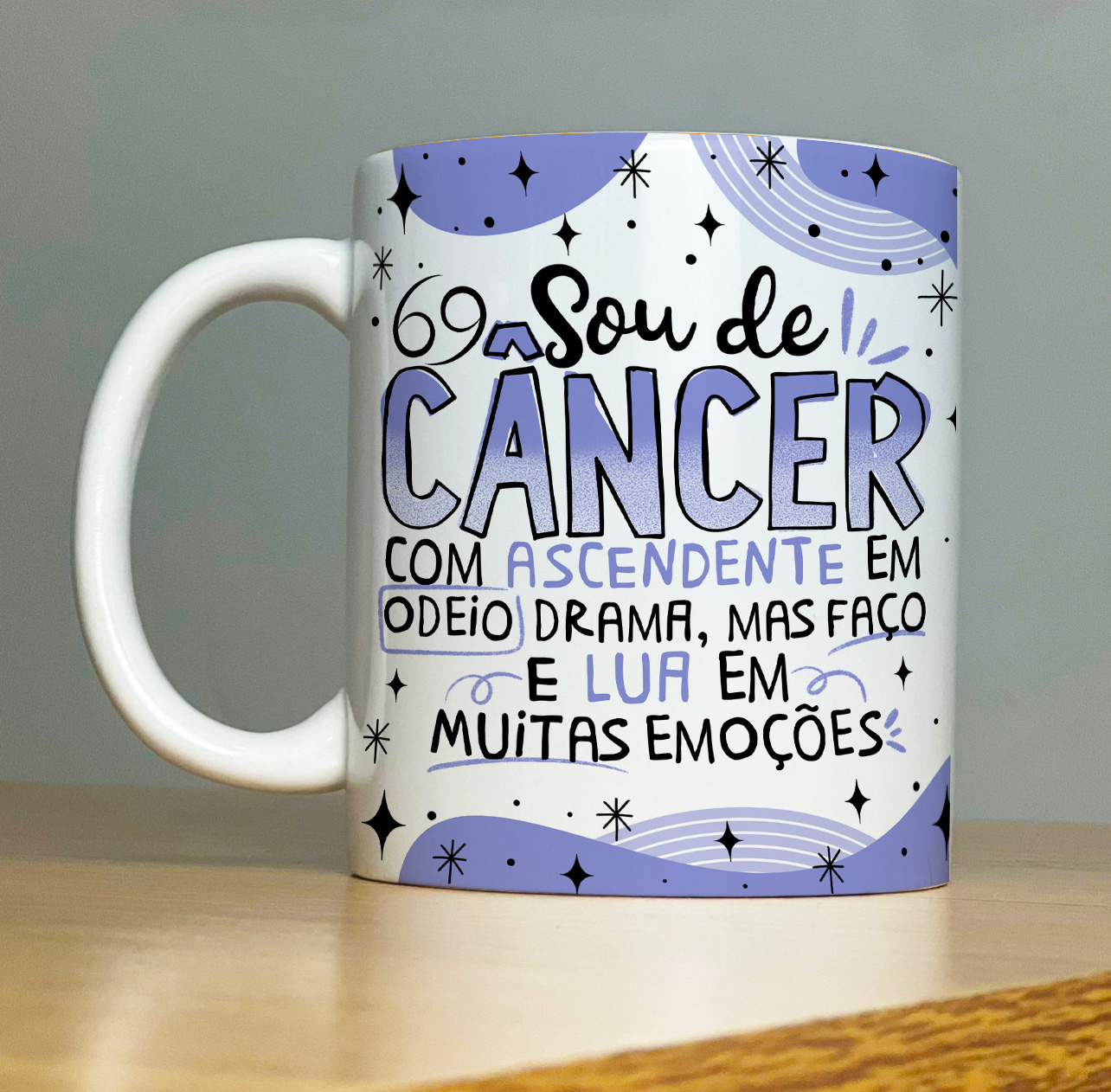 Caneca Personalizada de Porcelana – SIGNOS : Sou de Câncer      