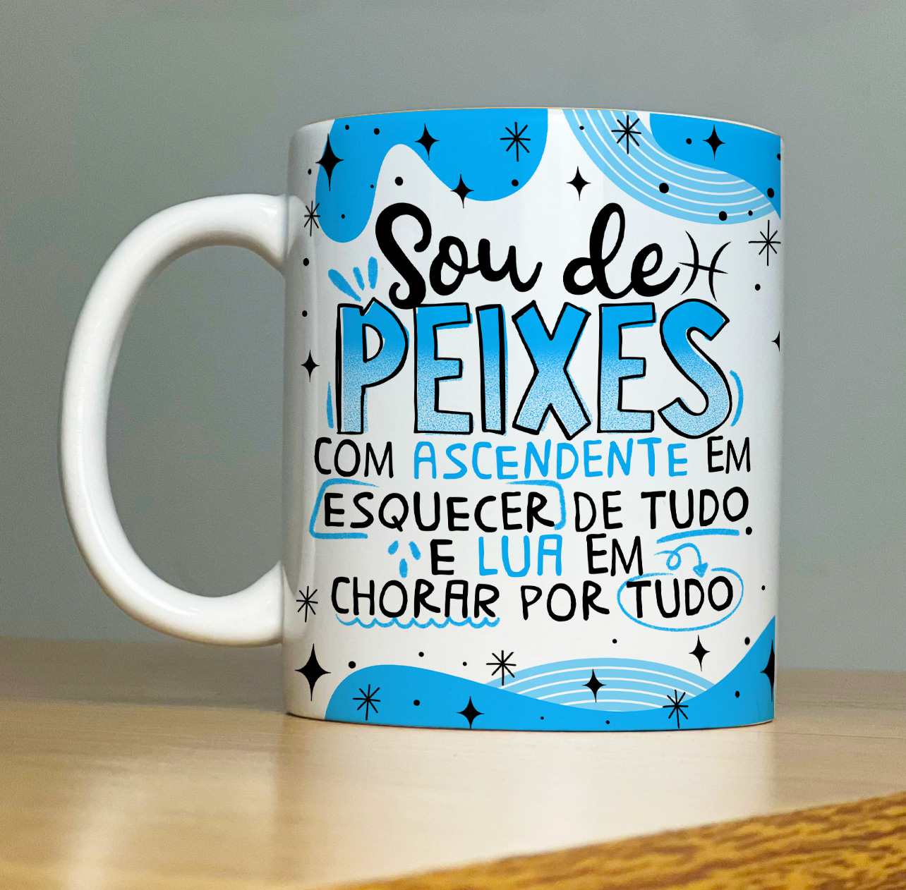 Caneca Personalizada de Porcelana – SIGNOS : Sou de Peixes      
