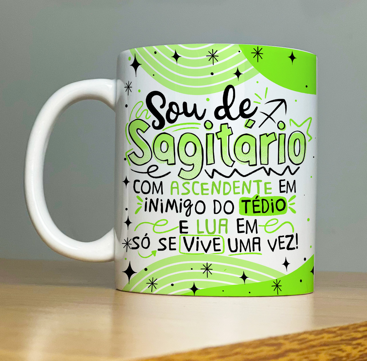 Caneca Personalizada de Porcelana – SIGNOS : Sou de Sagitário     