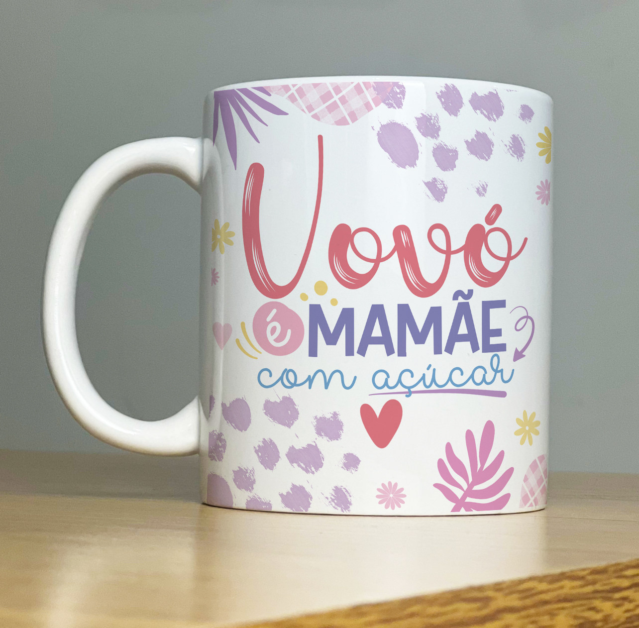 Caneca de Porcelana Personalizada - Avós - Vovó é Mamãe com açúcar
