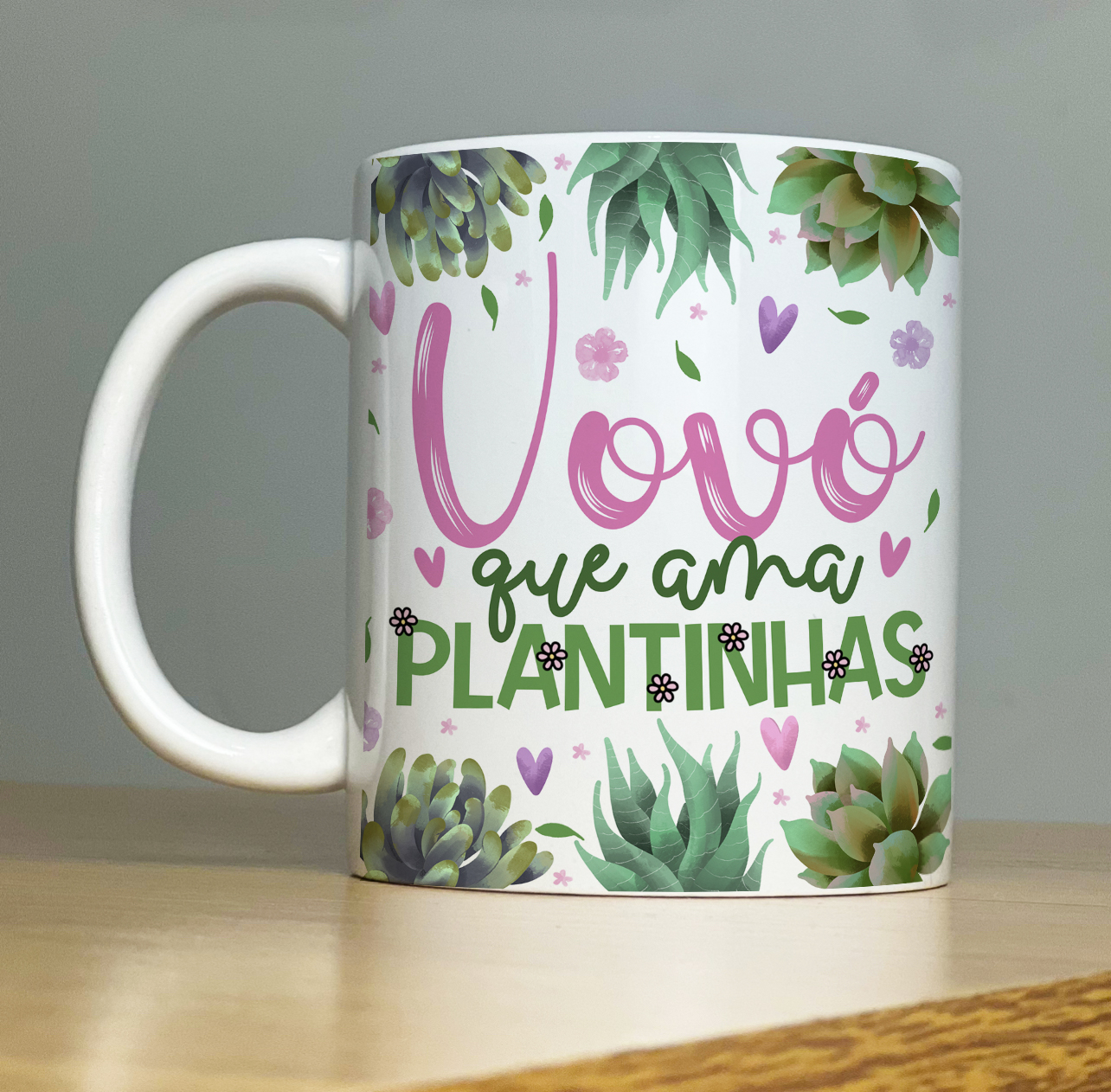 Caneca de Porcelana Personalizada - Avós - Vovó que plantinhas 