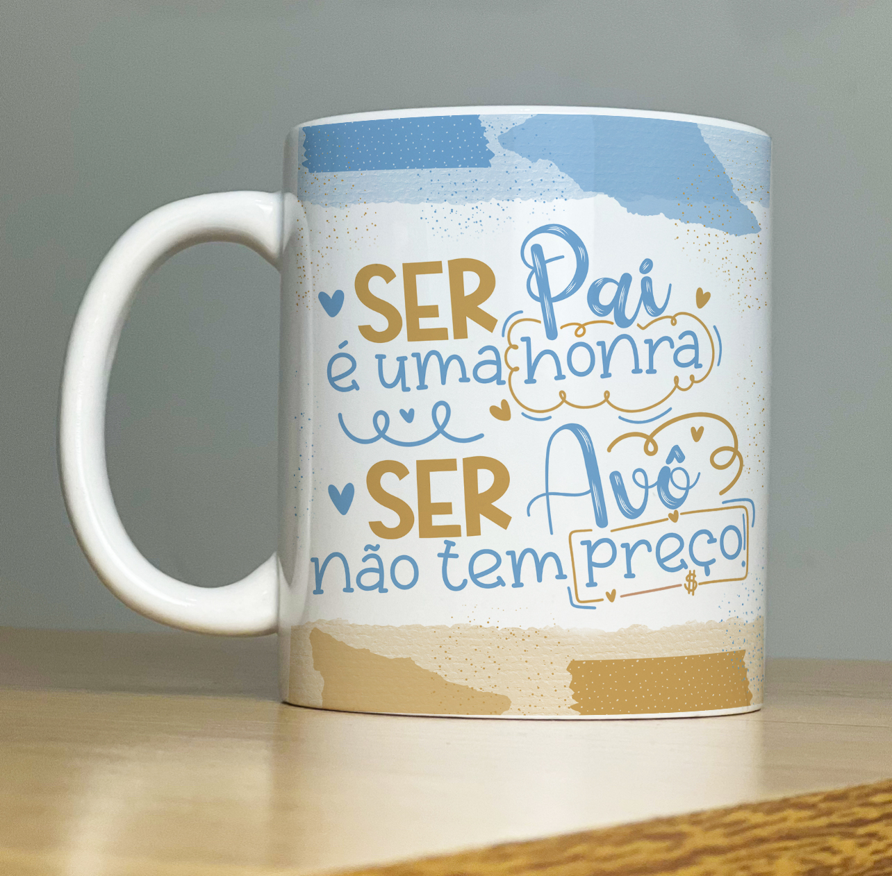 Caneca de Porcelana Personalizada - Avós - Ser pai é uma honra e ser avô não tem preço