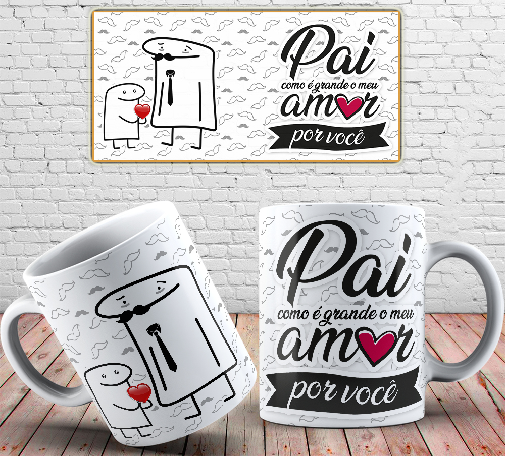 Caneca Personalizada de Porcelana - Pai - Pai, como é grande meu amor por você