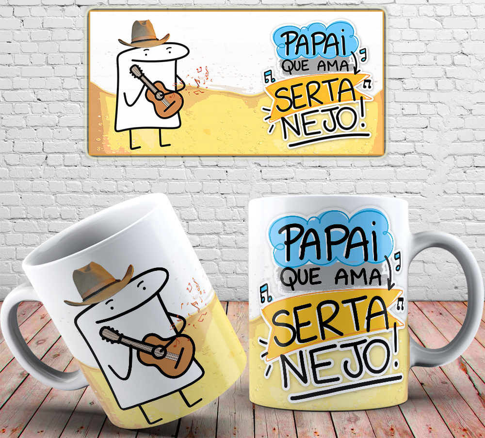 Caneca Personalizada de Porcelana - Pai - Papai que ama Sertanejo