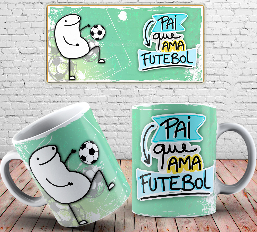 Caneca Personalizada de Porcelana - Pai - Papai que ama Futebol