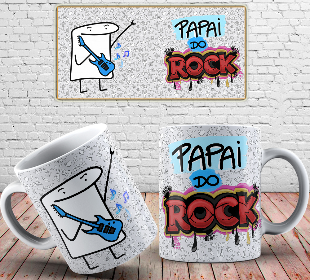 Caneca Personalizada de Porcelana - Pai - Papai do Rock
