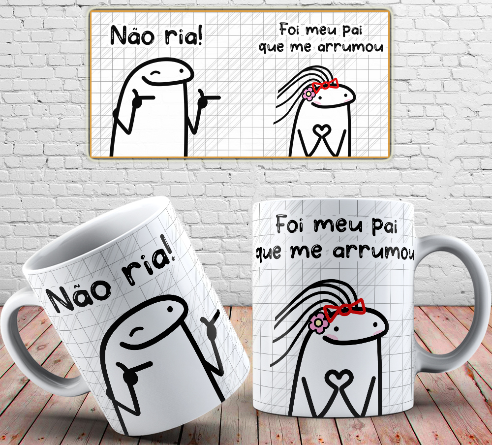 Caneca Personalizada de Porcelana - Pai - Não ria, foi o meu pai que arrumou - Menina