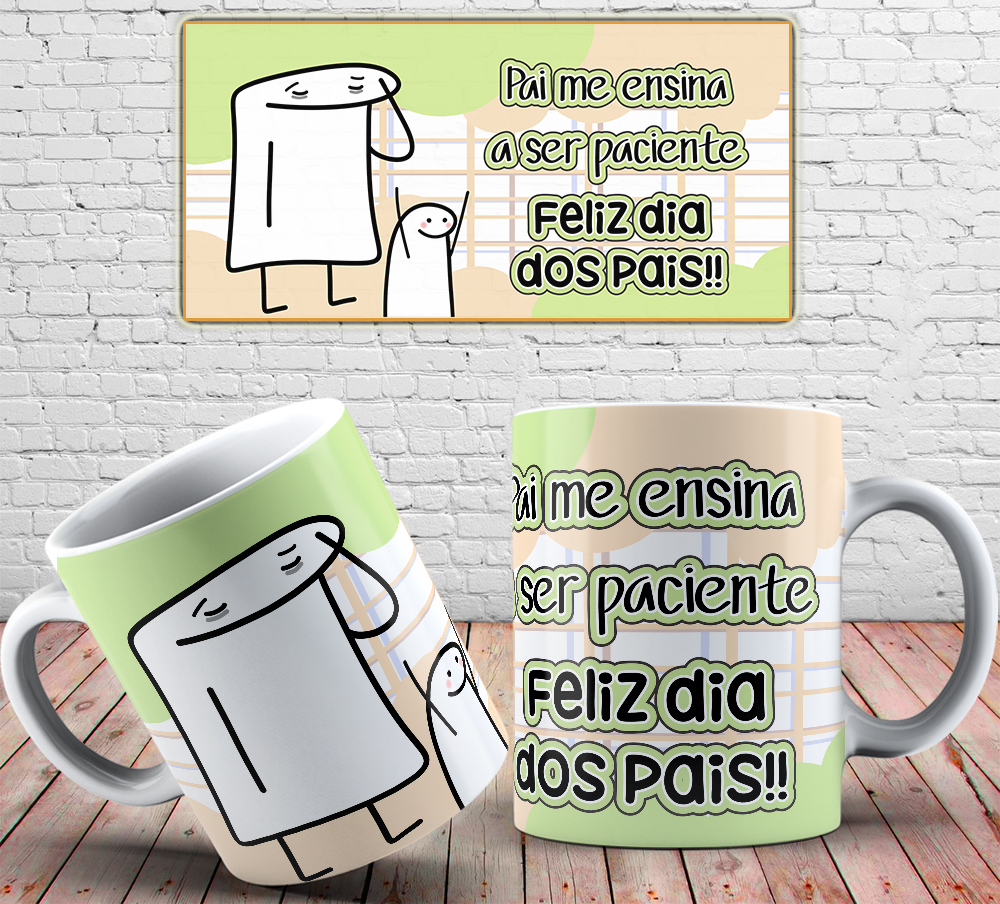 Caneca Personalizada de Porcelana - Pai - Pai me ensino a ser paciente 
