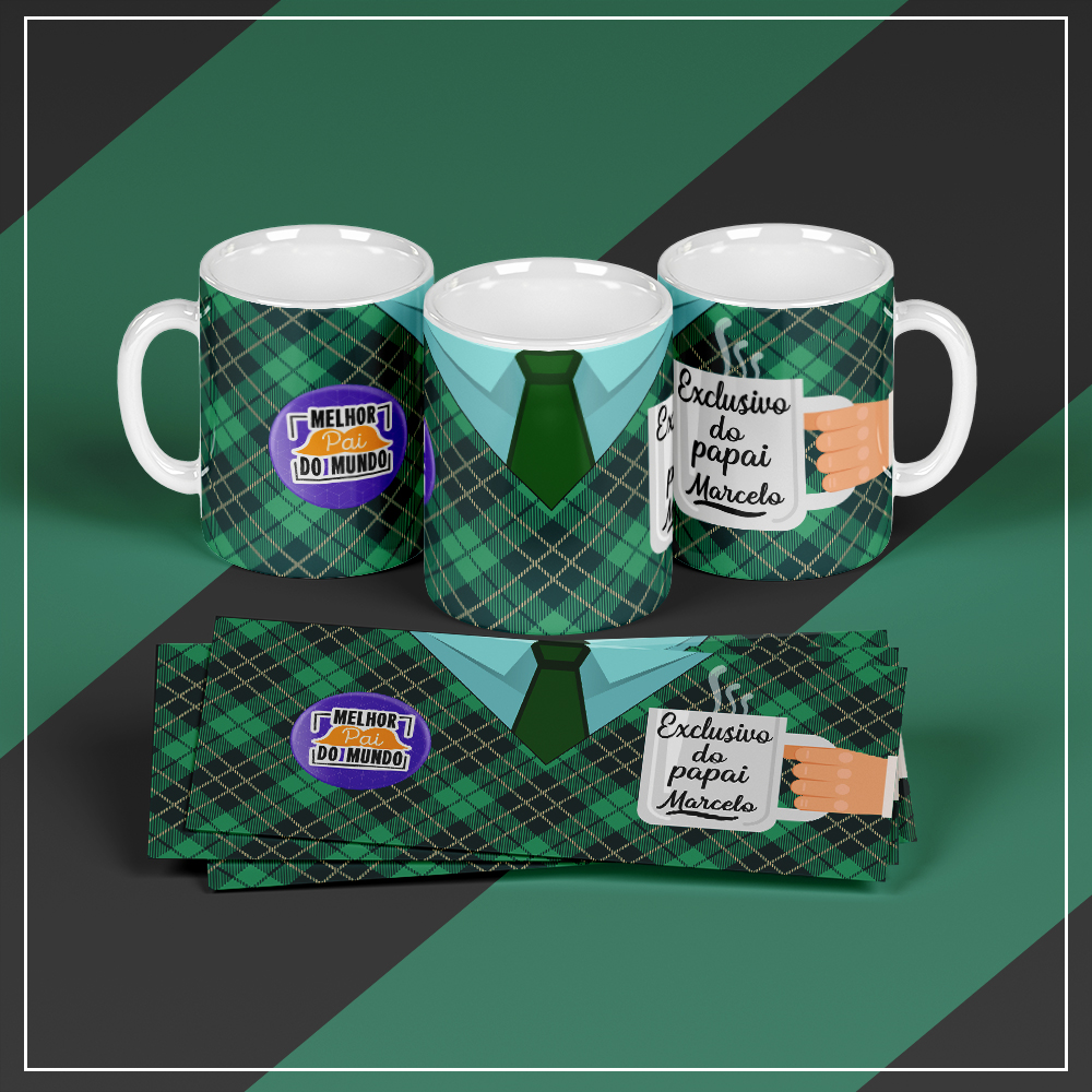Caneca Personalizada de Porcelana - Pai - Exclusivo do papai - Palitó verde