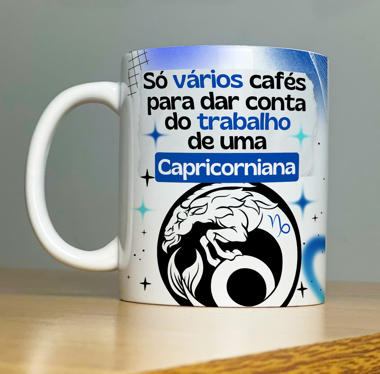 Caneca Personalizada de Porcelana – SIGNOS : Só um Café - Capricónio     