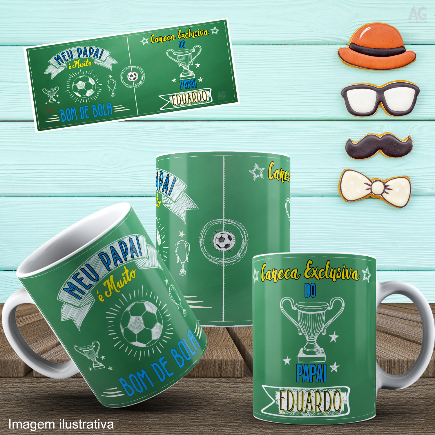 Caneca Personalizada de Porcelana - Pai - Meu pai é muito bom de bola