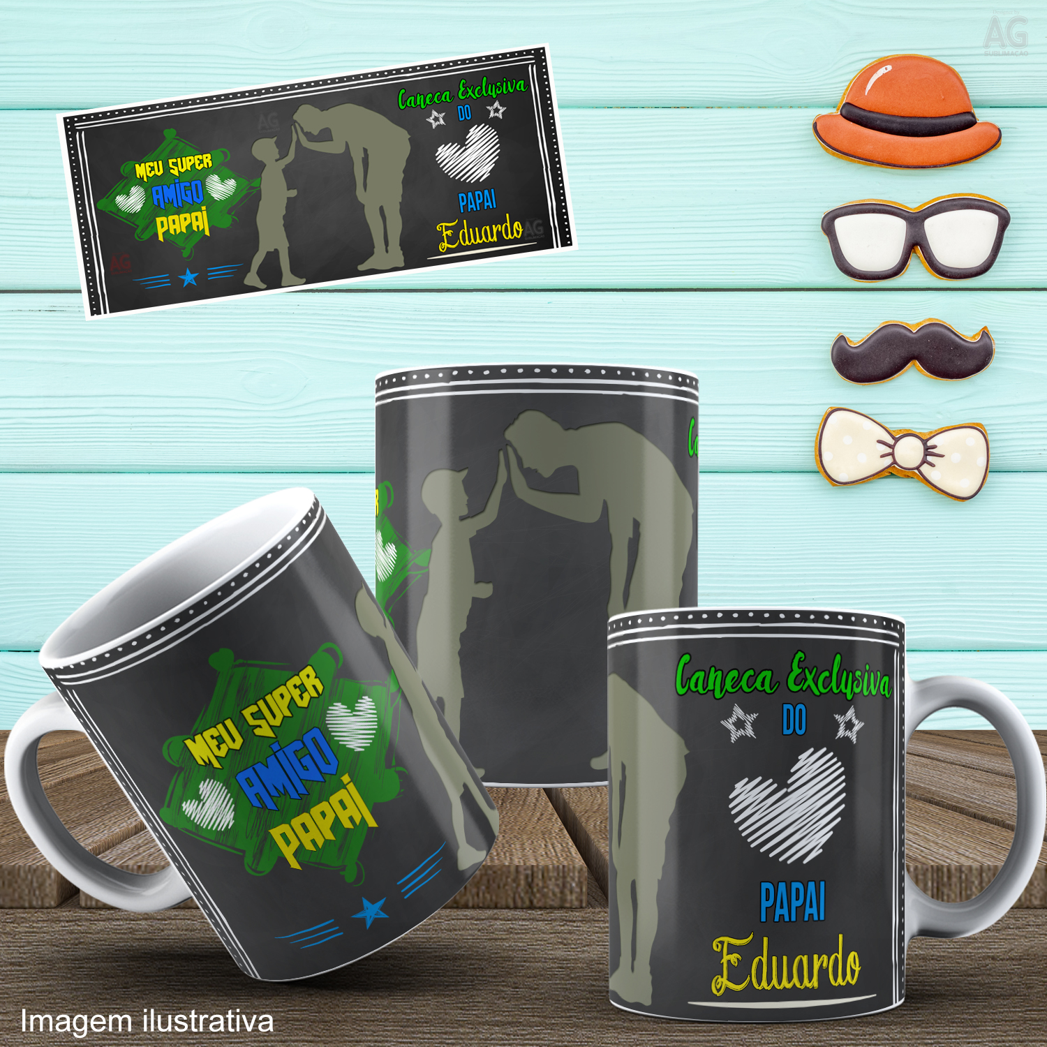 Caneca Personalizada de Porcelana - Pai - Meu super Amigo, papai