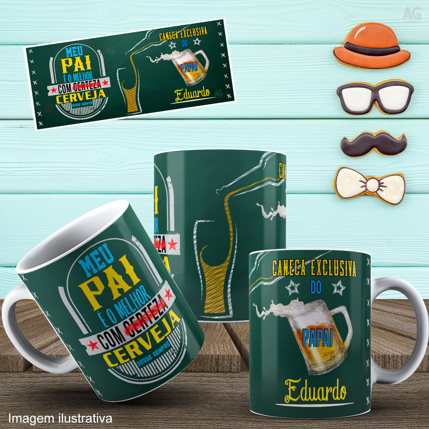 Caneca Personalizada de Porcelana - Pai - Meu pai é Melhor pai com Cerveja( Certeza)