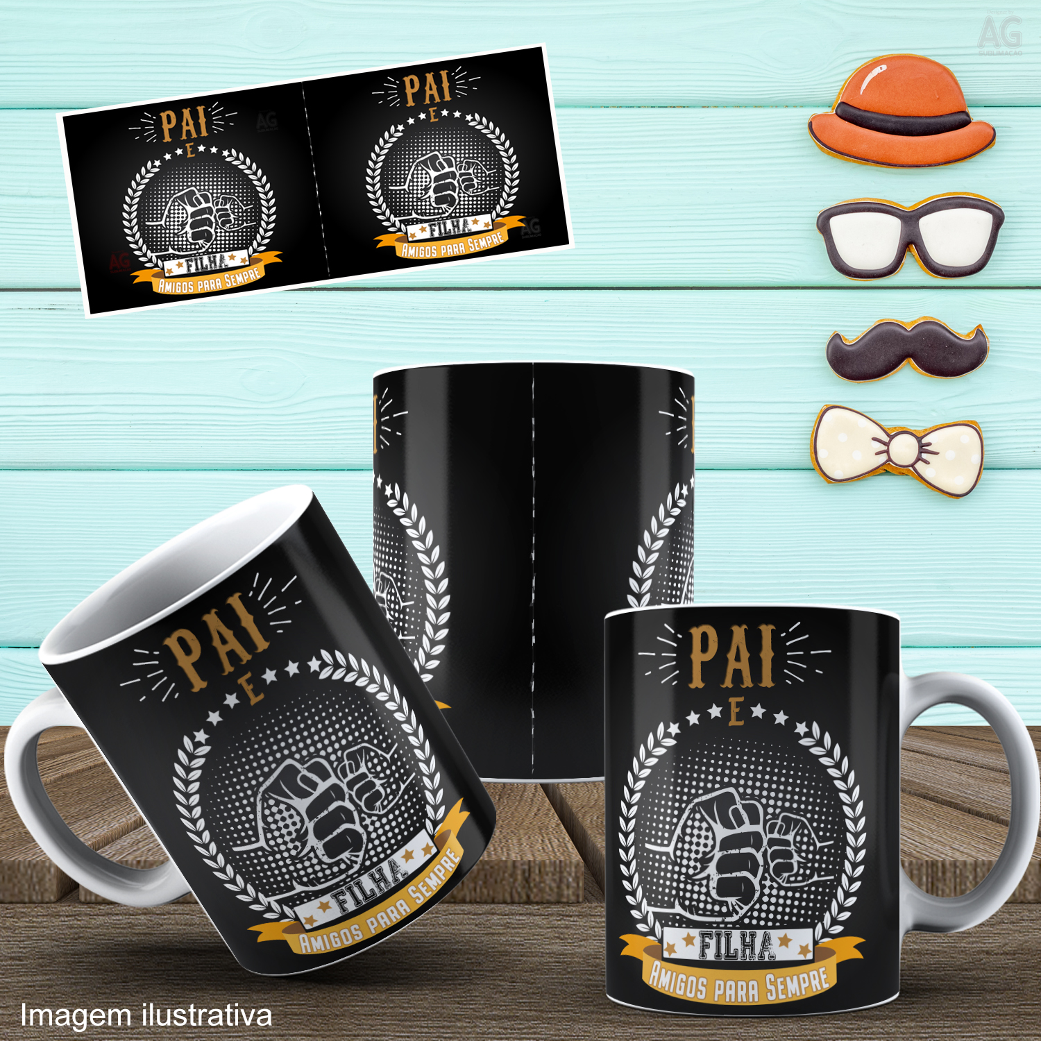 Caneca Personalizada de Porcelana - Pai - Pai e Filha