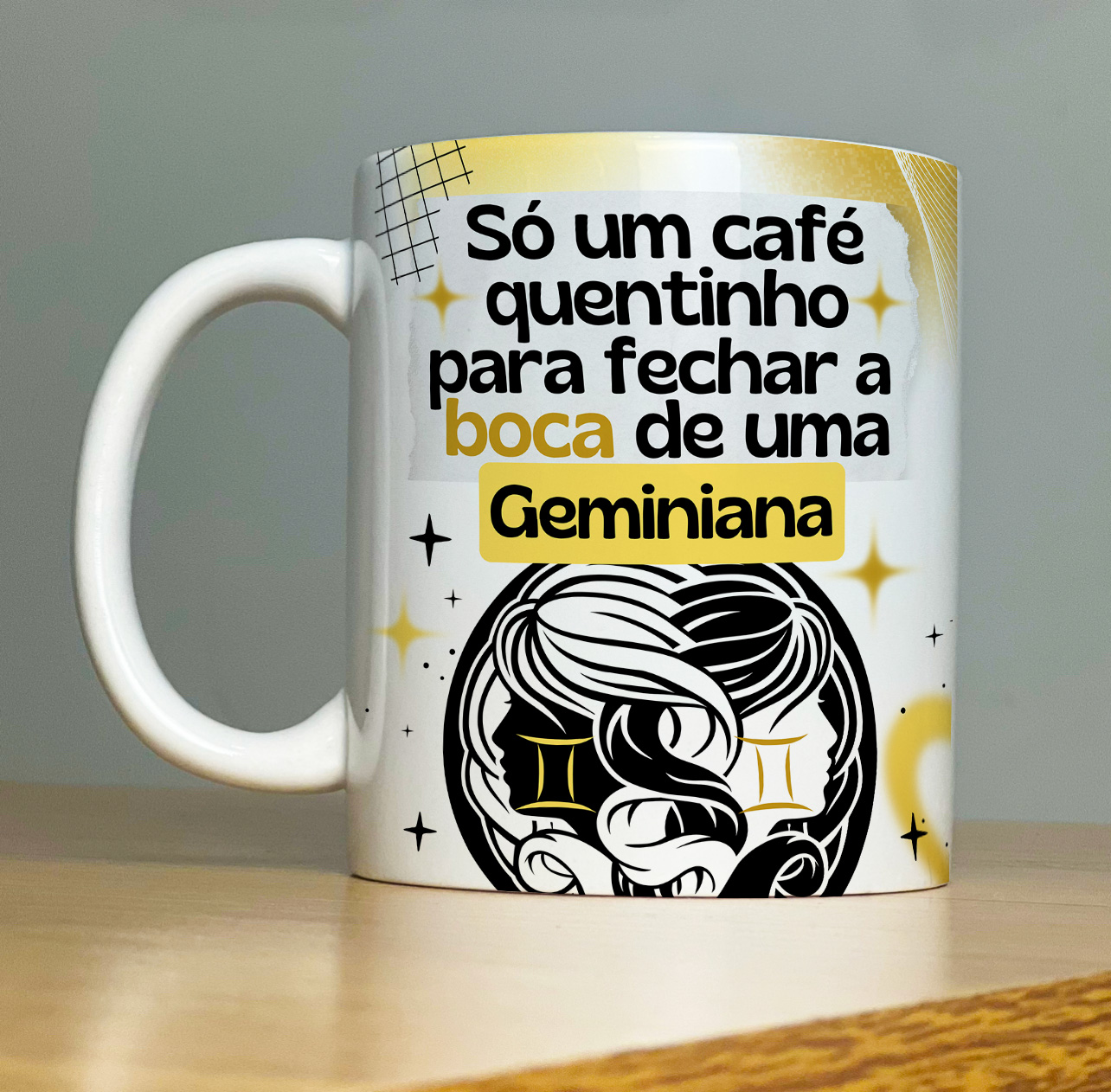 Caneca Personalizada de Porcelana – SIGNOS : Só um Café - Gêmeos      