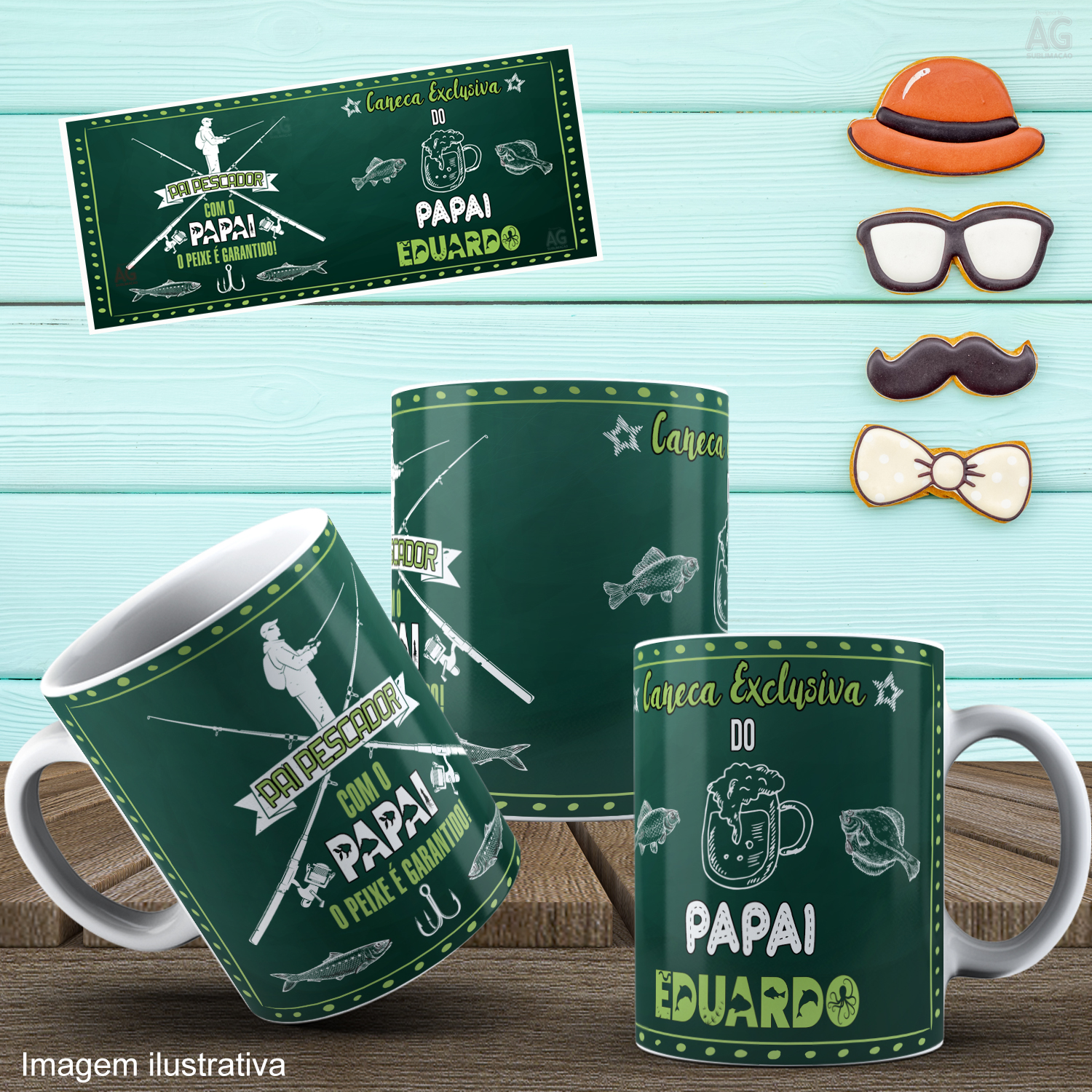 Caneca Personalizada de Porcelana - Pai - Pai Pescador