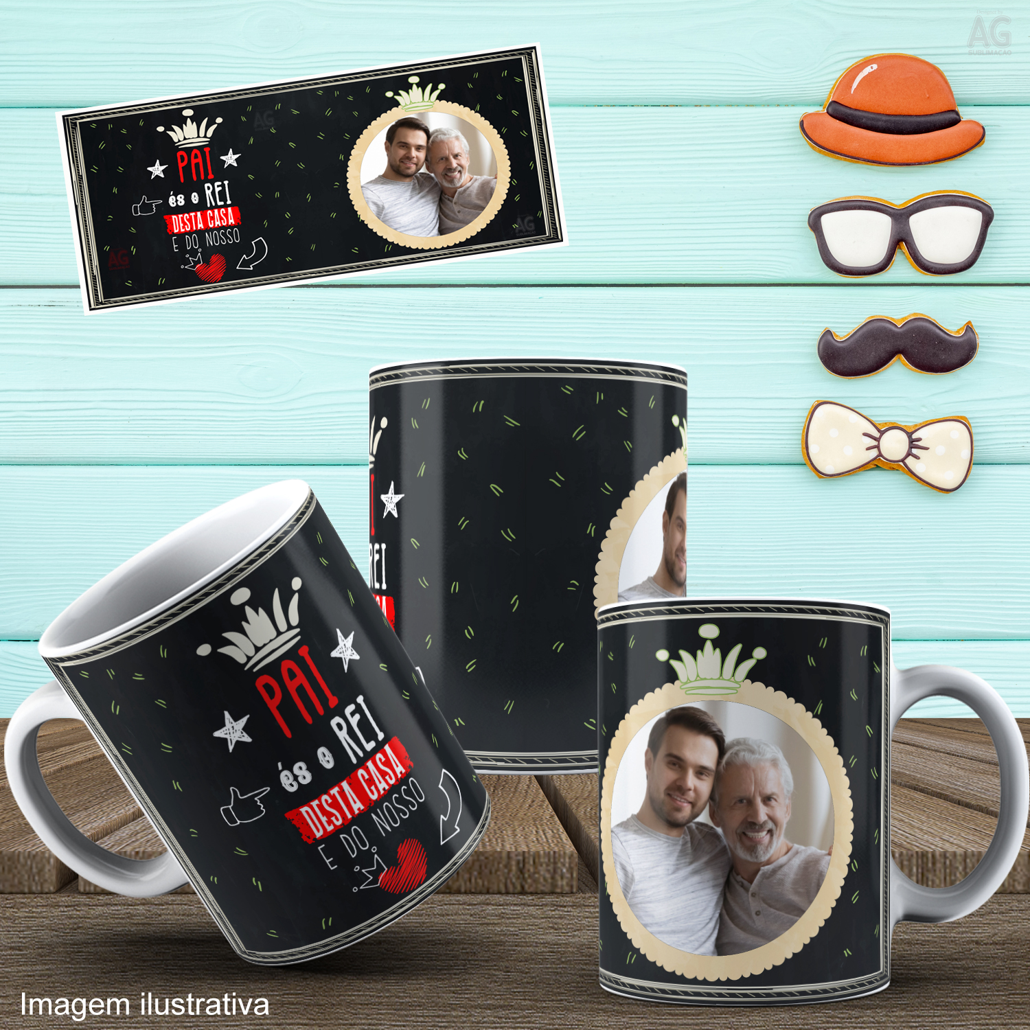 Caneca Personalizada de Porcelana - Pai - Pai é o Rei desta Casa - Com Foto