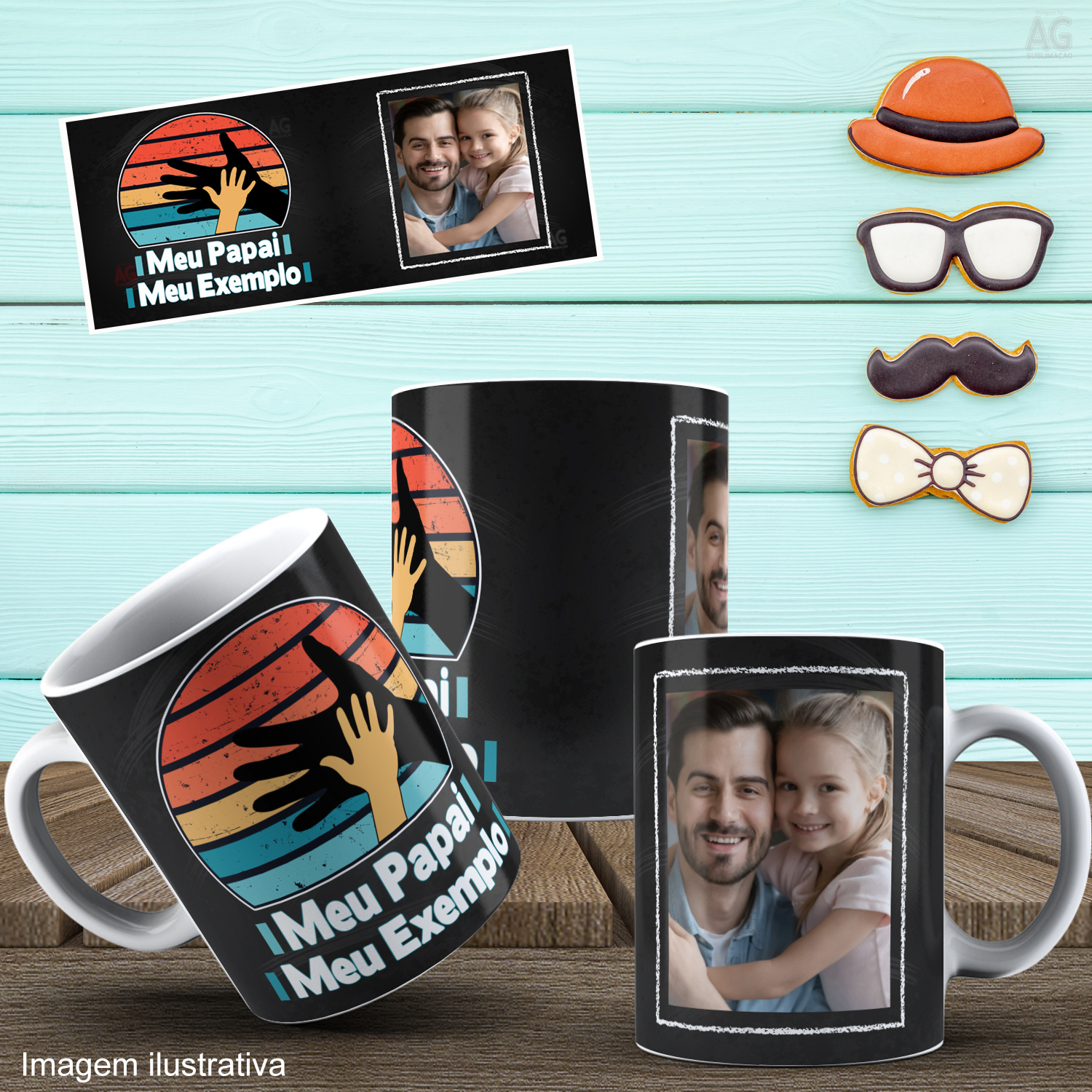 Caneca Personalizada de Porcelana - Pai - Meu Papai meu exemplo - Com Foto