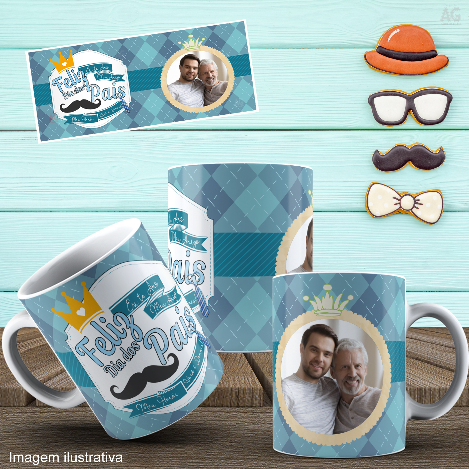 Caneca Personalizada de Porcelana - Pai - Feliz dia dos Pais - Com Foto