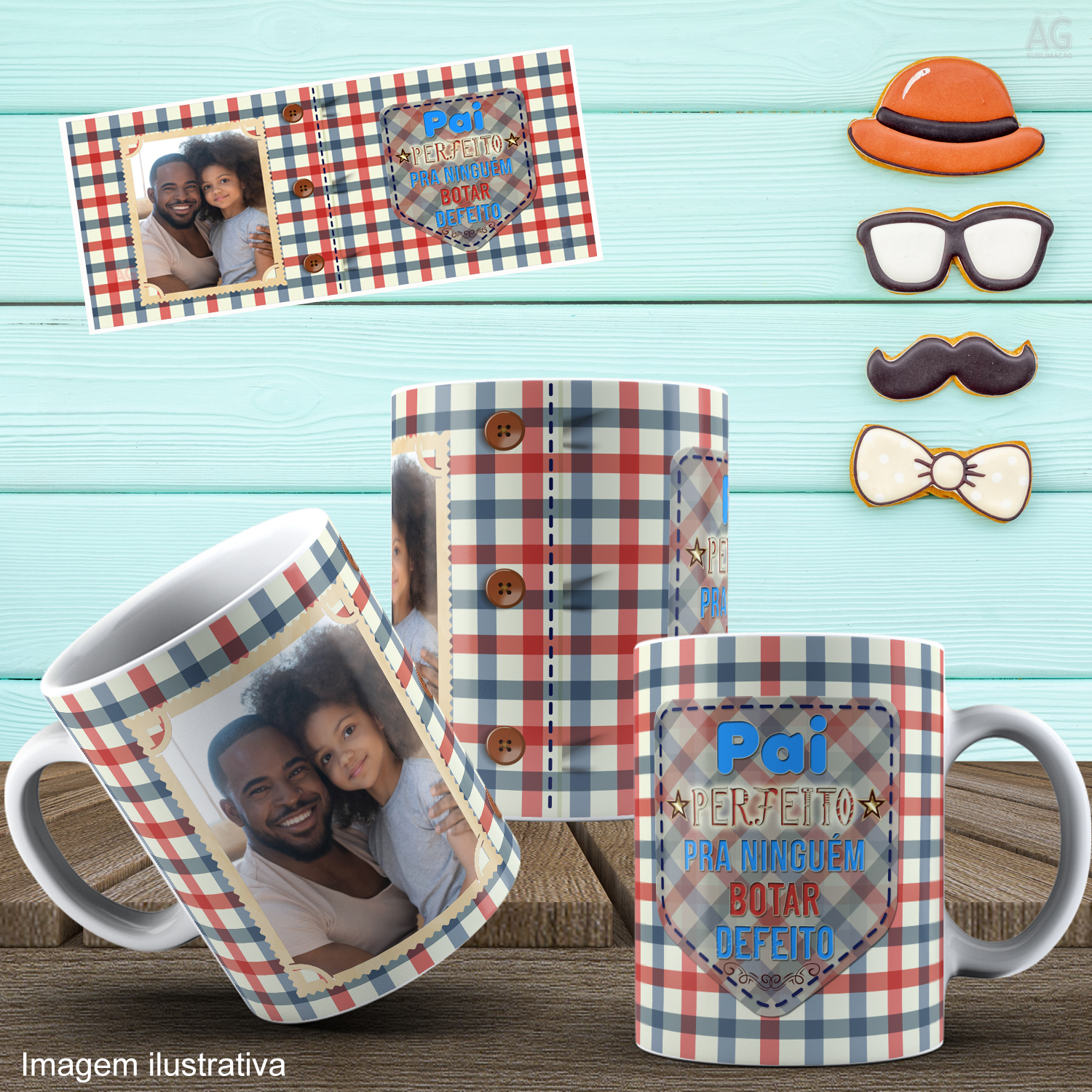 Caneca Personalizada de Porcelana - Pai - Pai, Perfeito para ninguém botar defeito - Com Foto