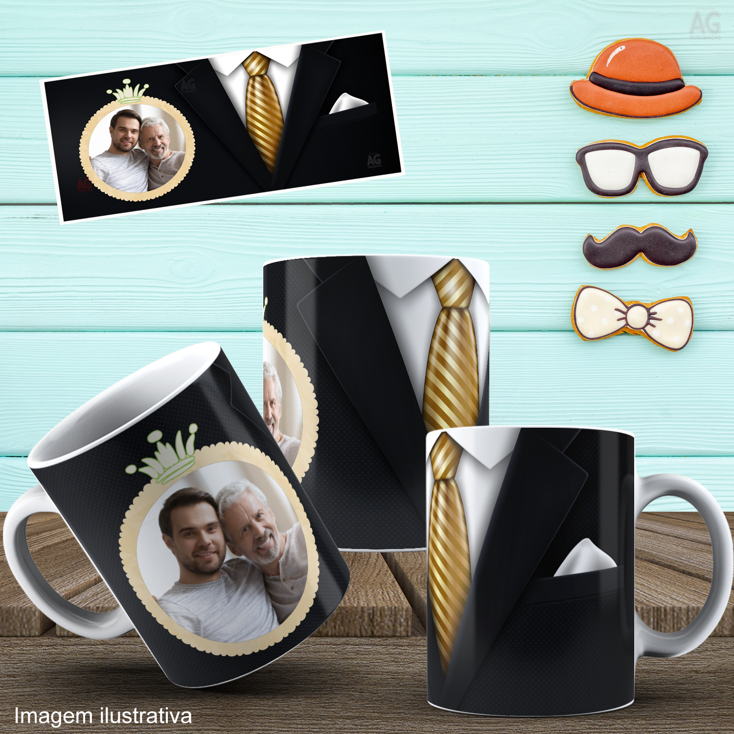 Caneca Personalizada de Porcelana - Pai - Palitó com Foto