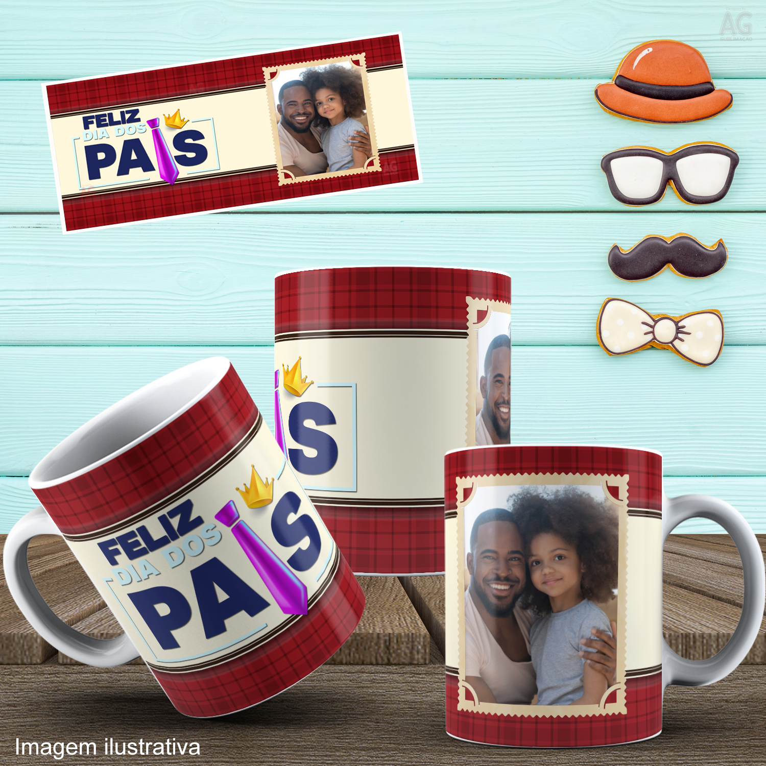 Caneca Personalizada de Porcelana - Pai - Feliz dia dos Pais - Com Foto