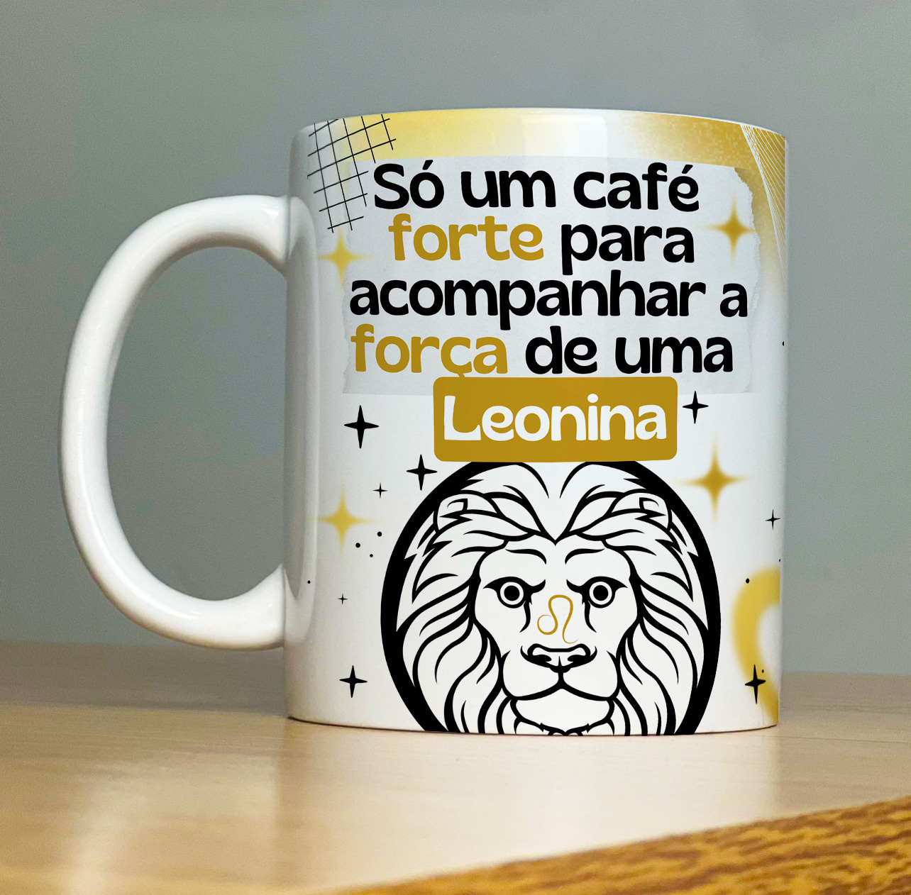 Caneca Personalizada de Porcelana – SIGNOS : Só um Café - Leão
