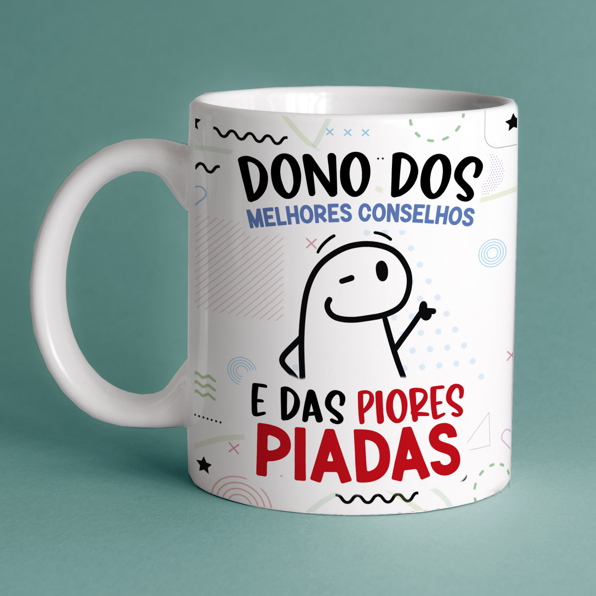 Caneca Personalizada de Porcelana - Pai - Dono dos melhores conselhos, e das piores piadas com Flork
